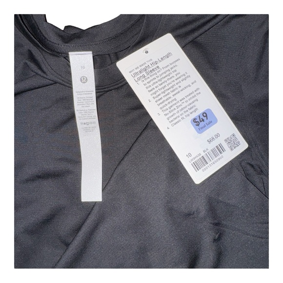 Lululemon Ultralight Mesh Long-Sleeve Shirt Hip Length Black Size 10 NWT - Picture 5 of 5